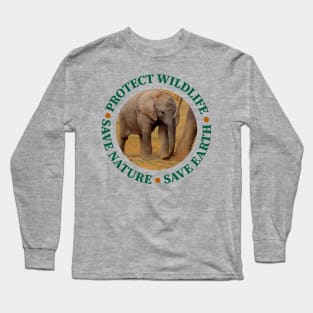 Wildlife Conservation Earth Day Elephant Calf Long Sleeve T-Shirt